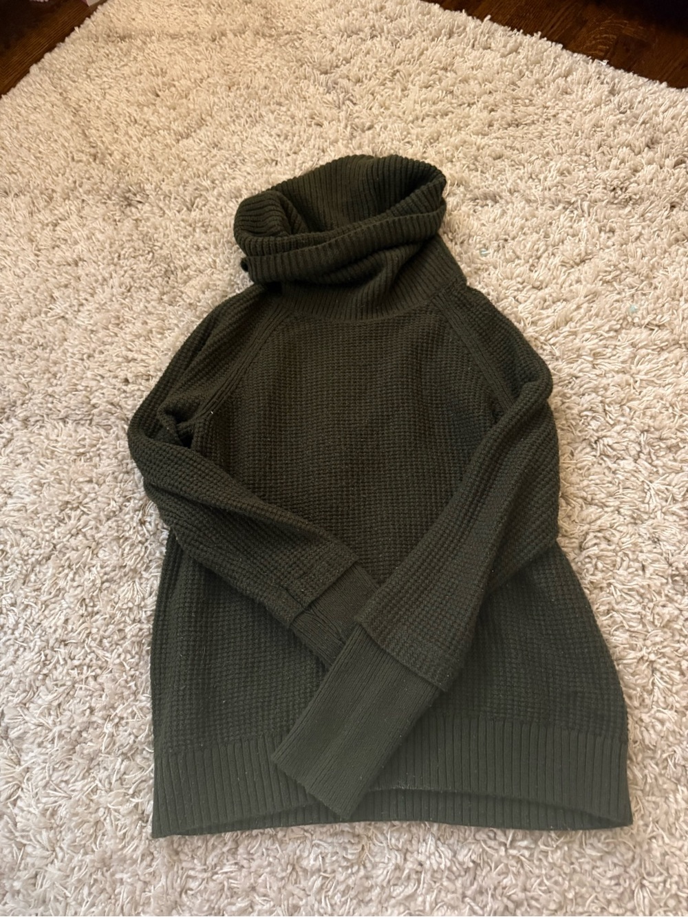 Market & Spruce Olive Green Turtleneck Waffle Knit Sweater
